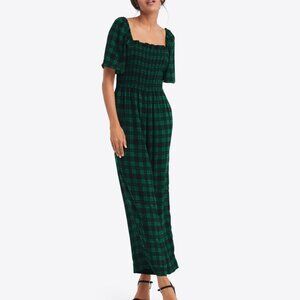 NWOT Draper James Maren Jumpsuit in Blackwatch Plaid L